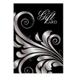 Leaf Swirls Elegant Gift Card Silver Black Business Card Template