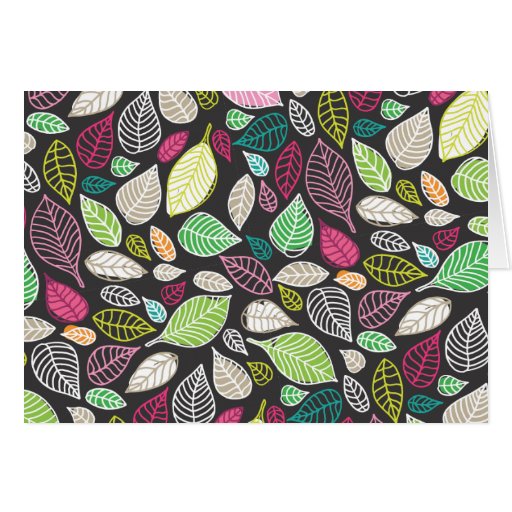 Leafs and doodles patte note card