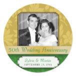 Leafy Gold Damask (50th) Anniversary Sticker