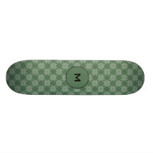 Leafy pattern on olive green skateboard