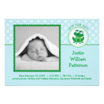 Leap Year Boy Photo Birth Announcement Invitation invitations