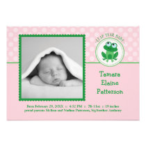 Leap Year Girl Photo Birth Announcement Invitation invitations