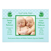 Leap Year Twins Photo Birth Announcement Invitatio invitations