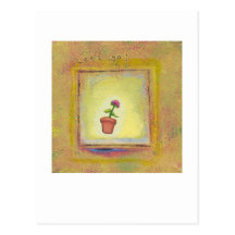 Leaping flower pot floating to anywhere fun ART Post Card