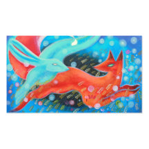 Leaping Fox with Hare. Business Card Template