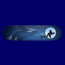 Leaping Orca and Moon Skateboard skateboards