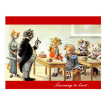Learning to Knit Postcard
