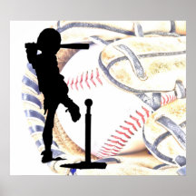 Learning to play baseball poster