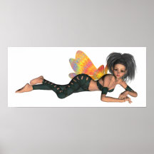 Leather-Clad Rainbow Wing Biker Pixie 3D Poster