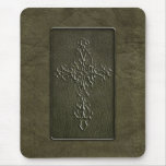 Leather Gothic Cross - green Mouse Pads