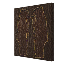 Leather-Look Black Bear Dark Stretched Canvas Print