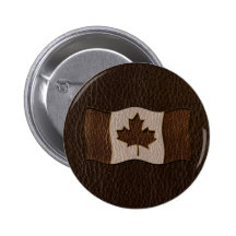 Leather-Look Canada Flag Dark Pinback Button