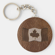 Leather-Look Canada Flag Key Chain