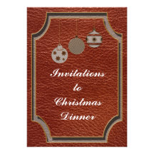Leather-Look Christmas Red Personalized Announcements