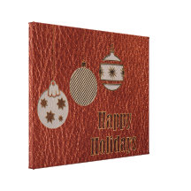 Leather-Look Christmas Red Stretched Canvas Prints