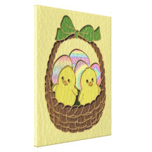 Leather-Look Easter Basket Stretched Canvas Prints