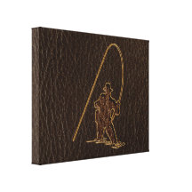 Leather-Look Fisherman Dark Stretched Canvas Print