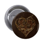 Leather-Look Heart Dark Pinback Button