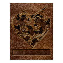 Leather-Look Heart Postcard