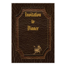 Leather-Look Leo Personalized Invitations