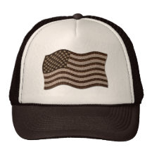 Leather-Look USA Flag Dark Trucker Hat