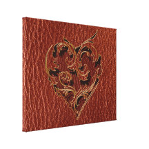 Leather-Look Valentine Stretched Canvas Print