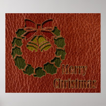 Leather-Look Wreath Red Posters