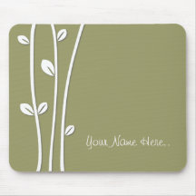 Leaved White Branches Mouse Pad