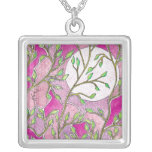Leaves and Moon - Pink Watercolors Jewelry