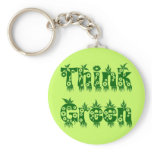 Leaves & Flowers "Think Green" Key Chain