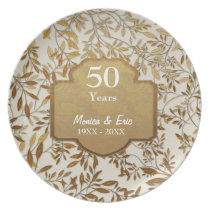 Leaves of Gold 50th Wedding Anniversary Plate plates