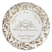Leaves of Gold 50th Wedding Anniversary Plate plates