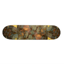 Leaves on the forest floor skateboard deck