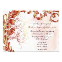 Leaves & Poppies - Deep Red Gold Custom Invites