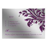Leaves RSVP Wedding Reply Card Purple Sparkle Personalized Invitation