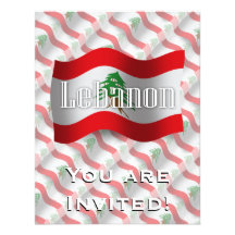 Lebanon Waving Flag Custom Invitation