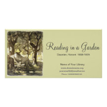 Lecture dans un jardin carte avec photo