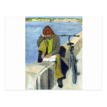Lecture de femme carte postale