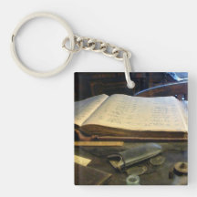 Ledger and Eyeglasses Square Acrylic Key Chain