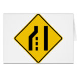 Left Lane Ends Highway Sign Greeting Cards