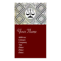 LEGAL OFFICE, ATTORNEY DAMASK red Business Card Template