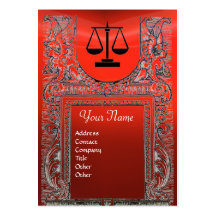 LEGAL OFFICE, ATTORNEY Monogram ,red Business Card