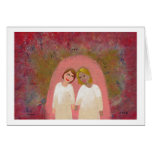 Legally Wed Lesbian gay wedding folk art painting Greeting Cards