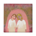 Legally Wed Lesbian gay wedding folk art painting Fridge Magnet