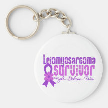 Leiomyosarcoma Cancer Survivor Flower Ribbon Keychain