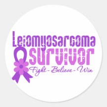 Leiomyosarcoma Cancer Survivor Flower Ribbon Round Sticker