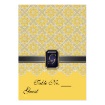 Lemon & Black Lace Wedding Table  PlaceCard Business Card Templates