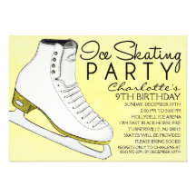 Lemon Chiffon SkateMate Ice Skating Birthday Party Personalized Invitations