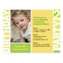 Lemon Citrus Polka Dot 2nd Birthday Postcard