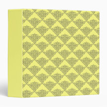 Lemon Damask Vinyl Binders